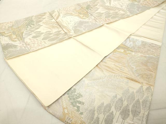 平和屋着物◎六通柄袋帯 風景文 金銀糸 正絹 逸品 DABB2387cd