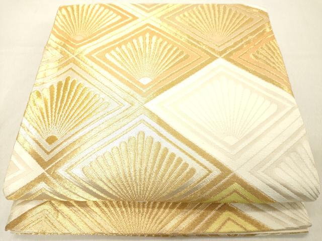 平和屋着物◎六通柄袋帯 菱松文 金糸 正絹 逸品 DABB2393cd