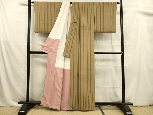平和屋着物■上質な小紋 間道 鬼しぼ縮緬 正絹 逸品 DABB3038cm