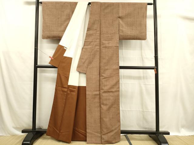 平和屋着物■上質な紬 格子 正絹 逸品 DABB3099cm