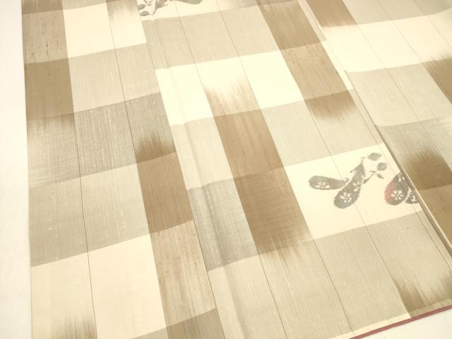 平和屋着物●上質な紬 茄子 正絹 逸品 DABB3112cm
