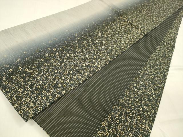 平和屋着物●両面　全通柄袋帯　紬地　松葉花文　間道　金彩　正絹　逸品　DABB3161cm 平和屋着物○両面 全通柄袋帯 紬地 松葉花文 間道 金彩 正絹 逸品