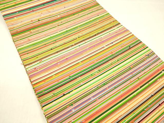 平和屋着物●爪掻き本綴れ 八寸名古屋帯 横段文 正絹 逸品 DABB3197cm