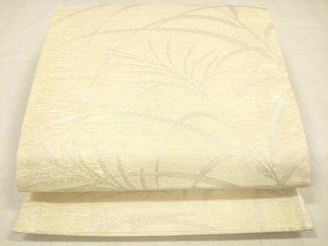 平和屋着物*夏物 六通柄袋帯 草葉文 銀糸 正絹 逸品 DABB3227cm