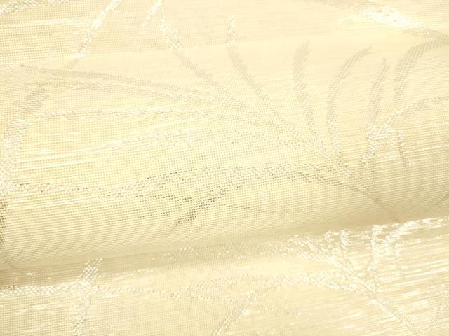 平和屋着物*夏物 六通柄袋帯 草葉文 銀糸 正絹 逸品 DABB3227cm