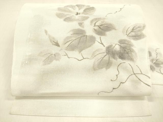 平和屋着物*夏物 八寸名古屋帯 手描き 朝顔 DABB3238cm