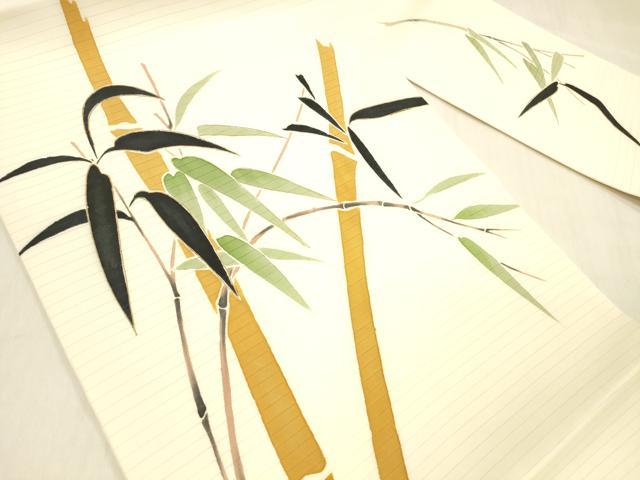 平和屋着物*夏物 絽塩瀬 九寸名古屋帯 笹竹文 金彩 正絹 逸品 DABB3250cm
