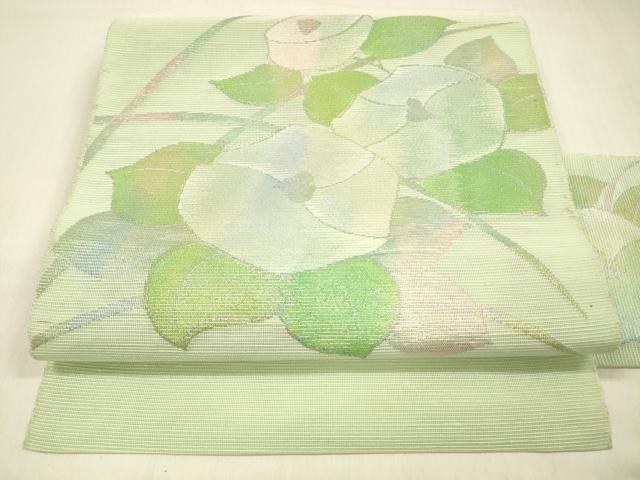 平和屋着物*夏物 西陣の名門織元 いづくら謹製 八寸名古屋帯 草花文 銀糸 DABB3277cm