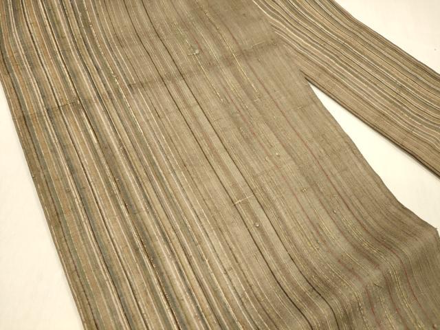 平和屋着物*夏物 九寸名古屋帯 生紬 作家物 間道 正絹 逸品 DABB3286cm