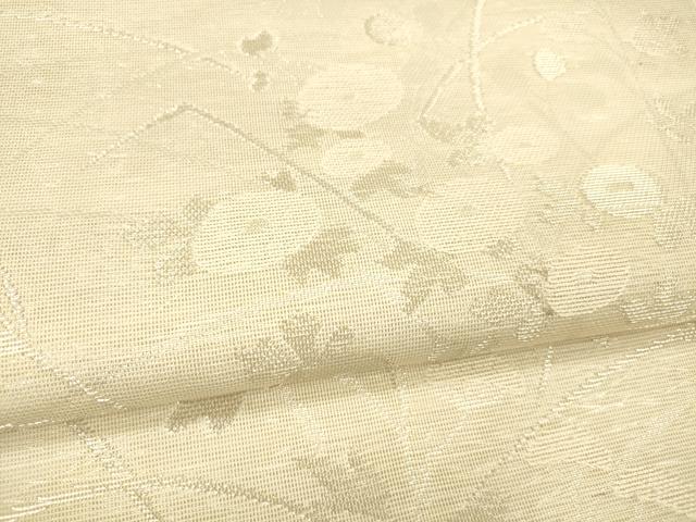 平和屋着物*夏物 全通柄 本袋帯 草花文 銀糸 正絹 逸品 DABB3287cm