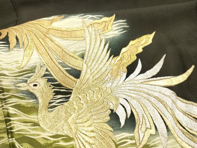 平和屋着物■豪華黒留袖 刺繍 流水鳳凰文 正絹 逸品 DABB3302cm