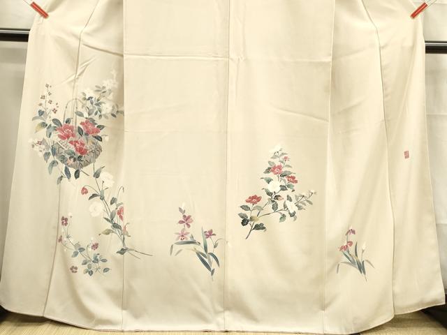 平和屋着物■訪問着 友禅 作家物 草花文 正絹 逸品 DABB3346cm