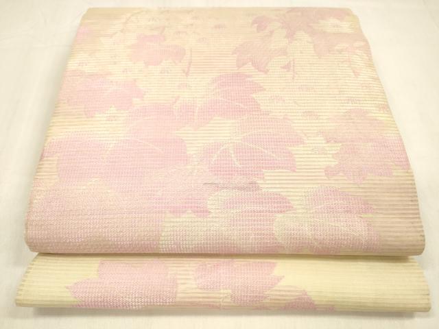 平和屋着物*夏物 アンティーク 大正ロマン 丸帯 引き抜き帯 草花文 正絹 逸品 DABB3432cm