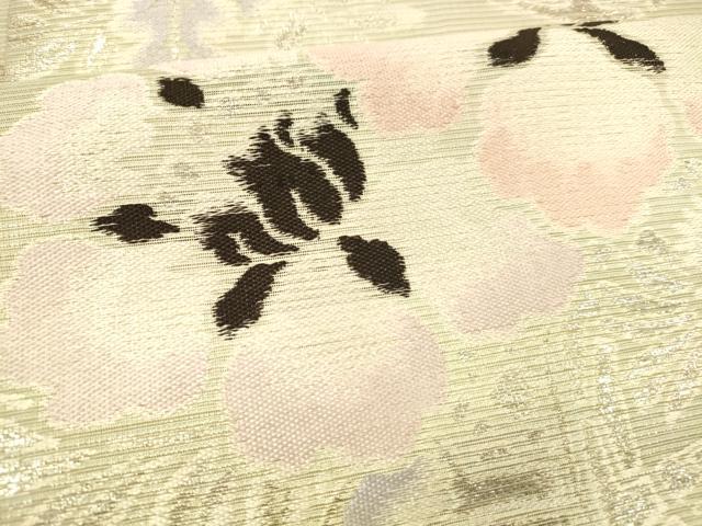 平和屋着物*夏物 アンティーク 大正ロマン 丸帯 引き抜き帯 唐織 草花文 銀糸 正絹 逸品 DABB3433cm