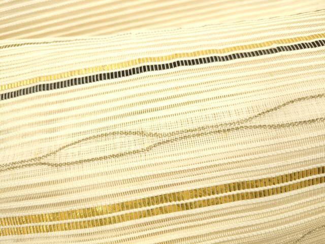 平和屋着物*夏物 絽綴れ 八寸名古屋帯 横段文 金糸 正絹 逸品 DABB3439cm