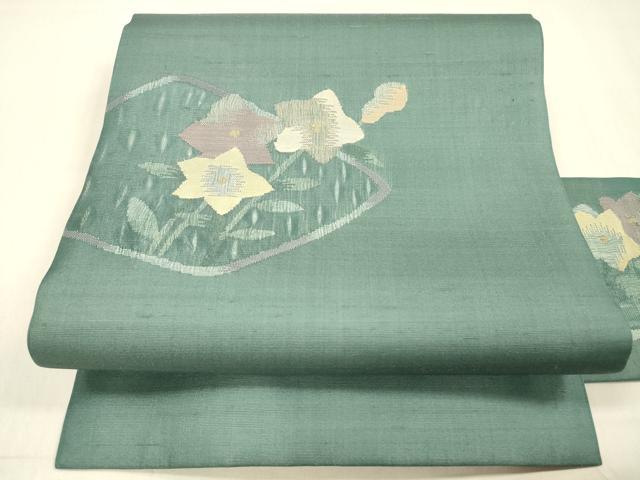 平和屋着物*夏物 九寸名古屋帯 作家物 草花文 正絹 逸品 DABB3448cm
