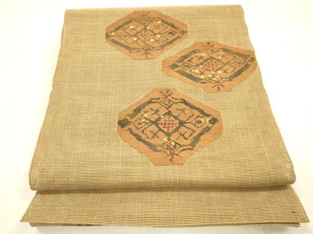 平和屋着物*夏物 八寸名古屋帯 抽象文様 金彩 正絹 逸品 DABB3505cm