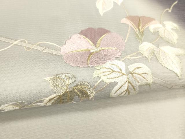 平和屋着物*夏物 太鼓柄袋帯 総刺繍 朝顔 金銀糸 正絹 逸品 DABB3589cm