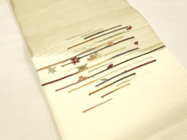 平和屋着物*夏物 太鼓柄袋帯 横段花文 正絹 逸品 DABB3592cm