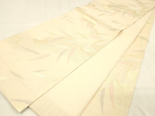 平和屋着物*夏物 六通柄袋帯 渡橋流水草葉文 金糸 正絹 逸品 DABB3611cm
