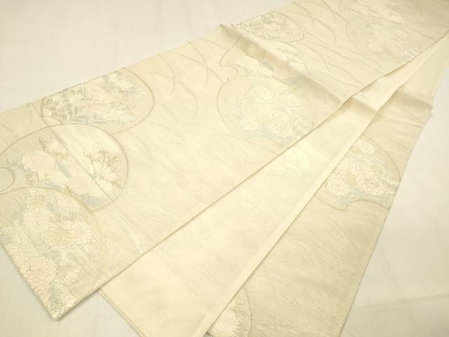 平和屋着物*夏物 六通柄袋帯 草花文 金銀糸 正絹 逸品 DABB3618cm