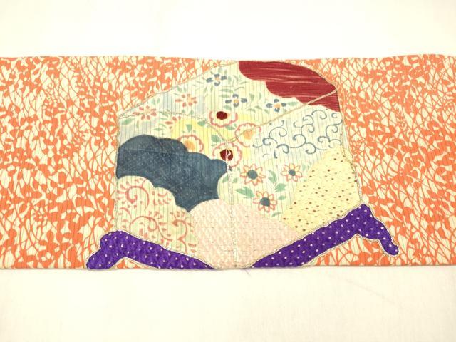 平和屋着物*夏物 アンティーク 大正ロマン 中国三大刺繍 相良刺繍 九寸名古屋帯 手描き 駒刺繍 器物花文 金銀糸 正絹 逸品 DABB3630cm