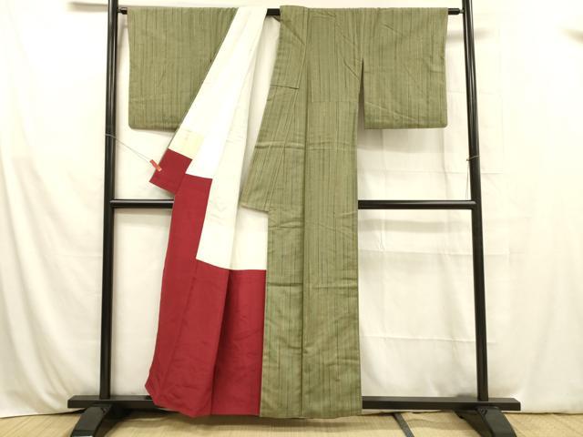 平和屋着物■上質な紬 間道 正絹 逸品 DABB3664cm