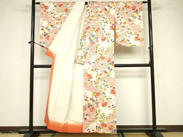 平和屋着物■上質な小紋 草花文 金彩 正絹 逸品 DABB3701cm