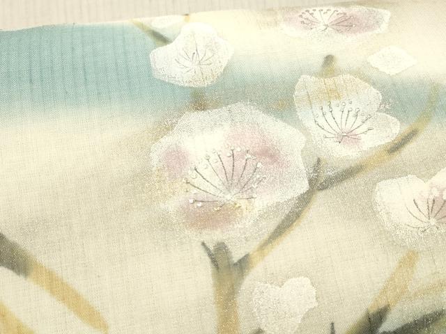 平和屋着物*夏物 太鼓柄袋帯 手描き 枝花文 金銀彩 正絹 逸品 DABB3793cm