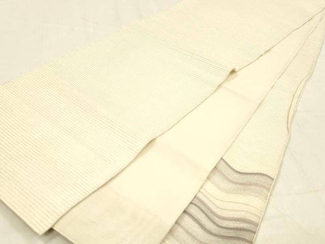 平和屋着物*夏物 太鼓柄袋帯 よろけ縞 銀糸 正絹 逸品 DABB3804cm