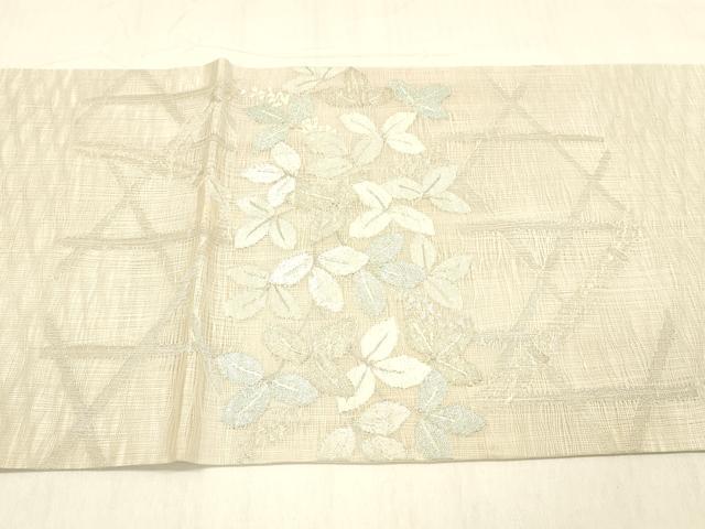 平和屋着物*夏物 太鼓柄袋帯 籬枝葉文 金銀糸 正絹 逸品 DABB3805cm