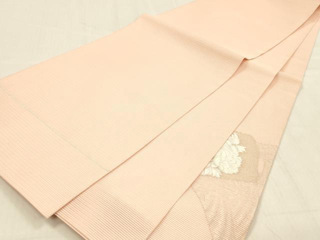 平和屋着物*夏物 太鼓柄袋帯 草花文 銀糸 正絹 逸品 DABB3815cm