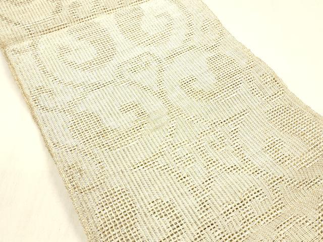 平和屋着物*夏物 八寸名古屋帯 唐草文 銀糸 正絹 逸品 DABB3819cm