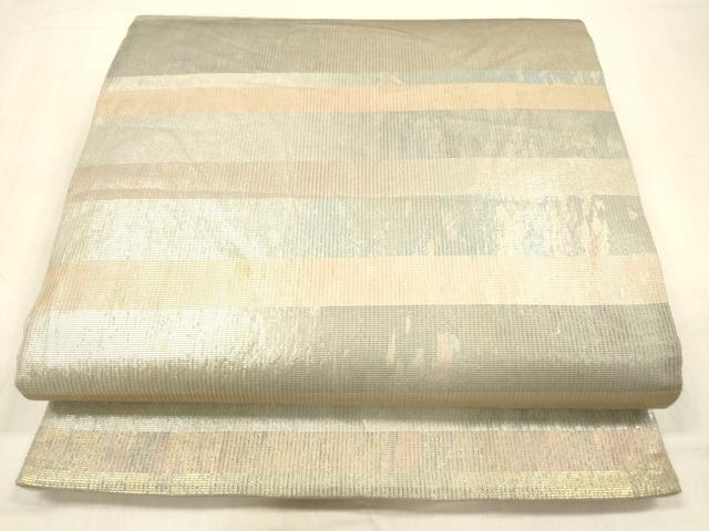 平和屋着物＊夏物　六通柄袋帯　横段文　金銀糸　引箔　正絹　逸品　DABC8810cm 平和屋着物＊夏物 六通柄袋帯 横段文 金銀糸 引箔 正絹