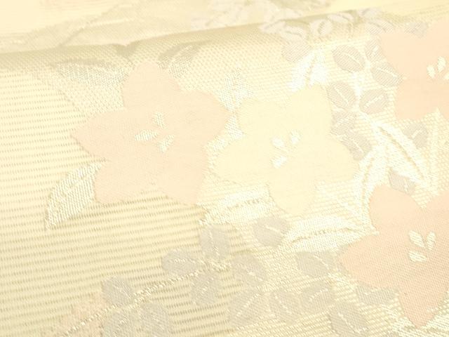 平和屋着物*夏物 六通柄袋帯 草花文 銀糸 正絹 逸品 DABB3829cm