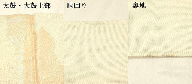 平和屋着物*夏物 六通柄袋帯 流水文 金銀糸 正絹 逸品 DABB3830cm
