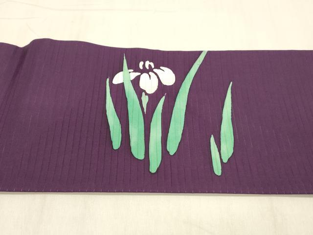平和屋着物*夏物 絽塩瀬 九寸名古屋帯 杜若 金彩 正絹 逸品 DABB3836cm
