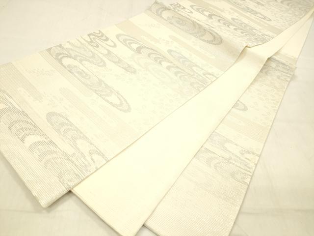 平和屋着物*夏物 六通柄袋帯 流水草葉文 銀糸 正絹 逸品 DABB3841cm