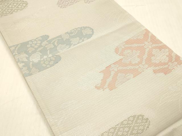 平和屋着物*夏物 六通柄袋帯 白樺 銀糸 正絹 逸品 DABB3854cm