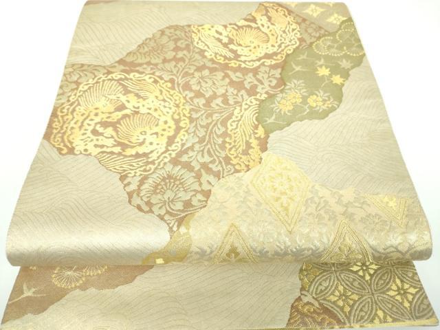 平和屋着物●西陣の名門 本家加納 六通柄袋帯 更紗花鳥文 金糸 引箔 正絹 逸品 DABB4001ps