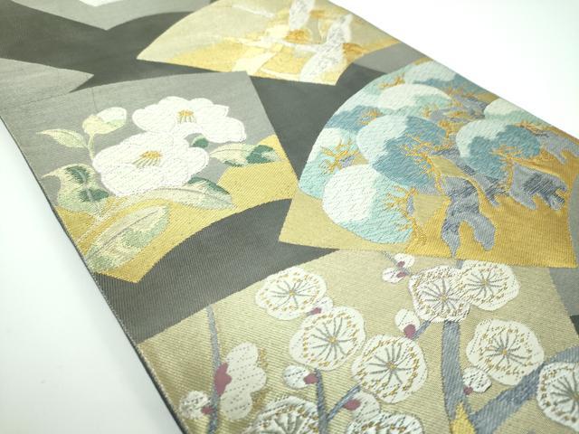 平和屋着物●西陣の名門 本家加納 六通柄袋帯 唐織 地紙飛鶴花文 金銀糸 正絹 逸品 DABB4003ps