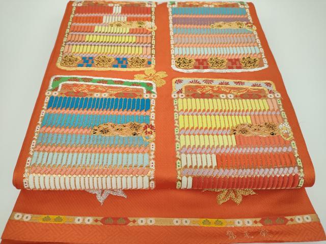 平和屋着物○六通柄 本袋帯 龍村平蔵柄 威毛錦 金