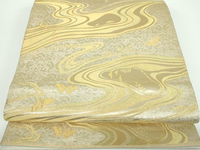 平和屋着物○西陣 川島織物 六通柄 本袋帯 流水舞蝶花