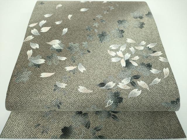 平和屋着物●極上 中国人間国宝 将雪英 中国三大刺繍 相良刺繍 袋帯 舞桜 正絹 逸品 未使用 DABB4077ps