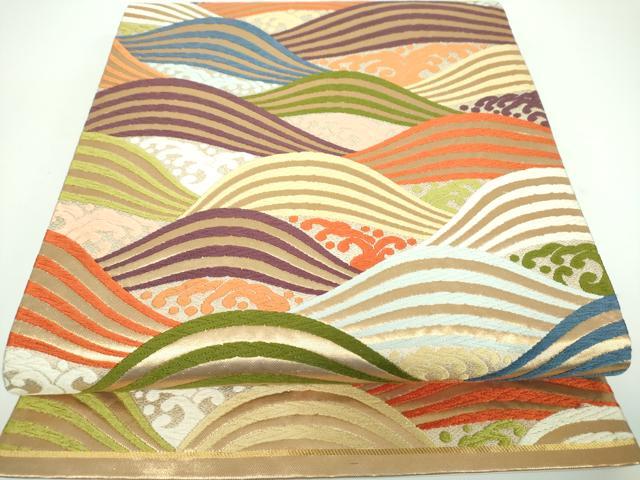 平和屋着物○西陣 河合美術織物謹製 六通柄袋帯 唐織 立波文