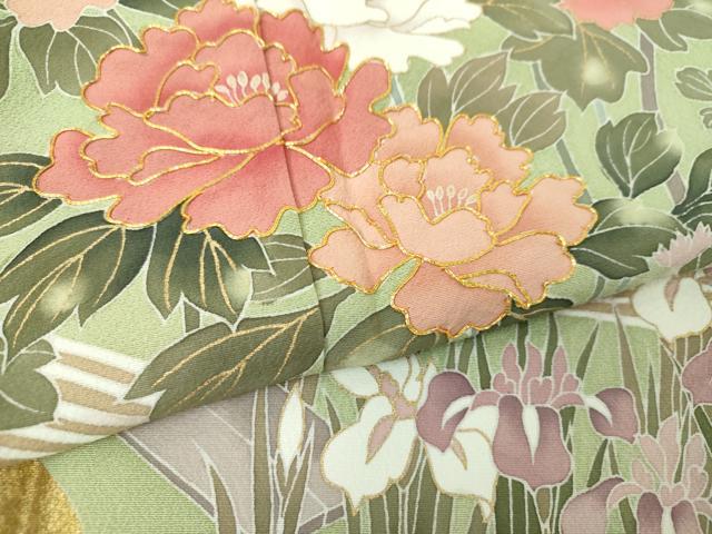平和屋着物●訪問着 駒刺繍 雲取り花文 暈し染め 金彩 正絹 逸品 DABB4139ps