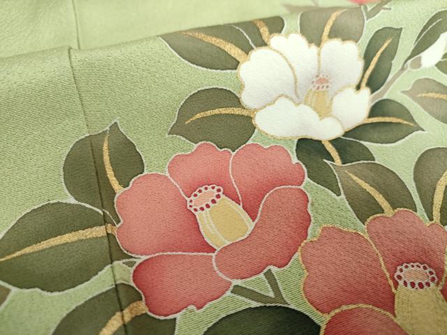 平和屋着物●訪問着 駒刺繍 雲取り花文 暈し染め 金彩 正絹 逸品 DABB4139ps