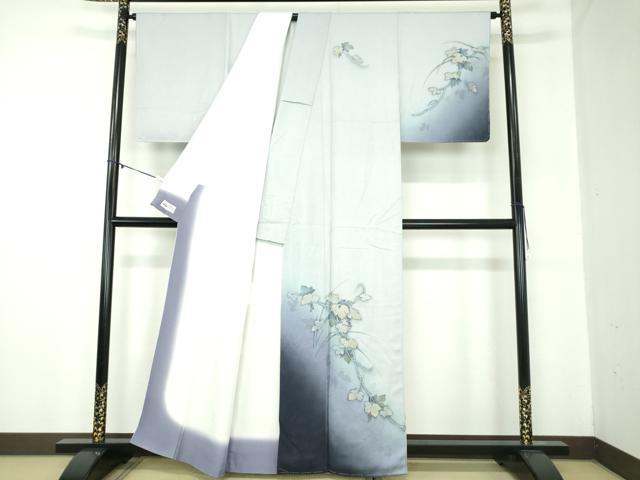 平和屋着物●京の匠日展作家 丹下雄介 訪問着 刺繍 葡萄蔦の葉文 暈し染め 金糸 やまと誂製 正絹 逸品 未使用 DABB4151ps