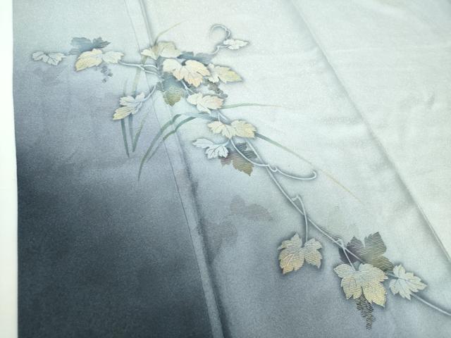 平和屋着物●京の匠日展作家 丹下雄介 訪問着 刺繍 葡萄蔦の葉文 暈し染め 金糸 やまと誂製 正絹 逸品 未使用 DABB4151ps