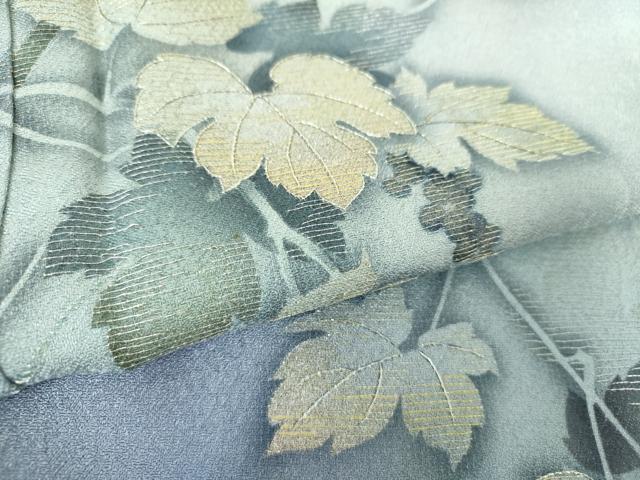 平和屋着物●京の匠日展作家 丹下雄介 訪問着 刺繍 葡萄蔦の葉文 暈し染め 金糸 やまと誂製 正絹 逸品 未使用 DABB4151ps